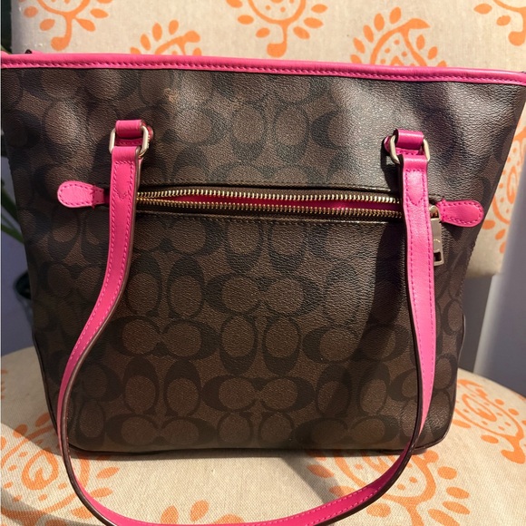 Coach Signature Brown and Pink Tote Bag - Picture 2 of 7